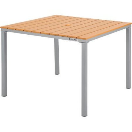 GEC Global Industrial 40in Square Resin Outdoor Dining Table, Tan 436983TN